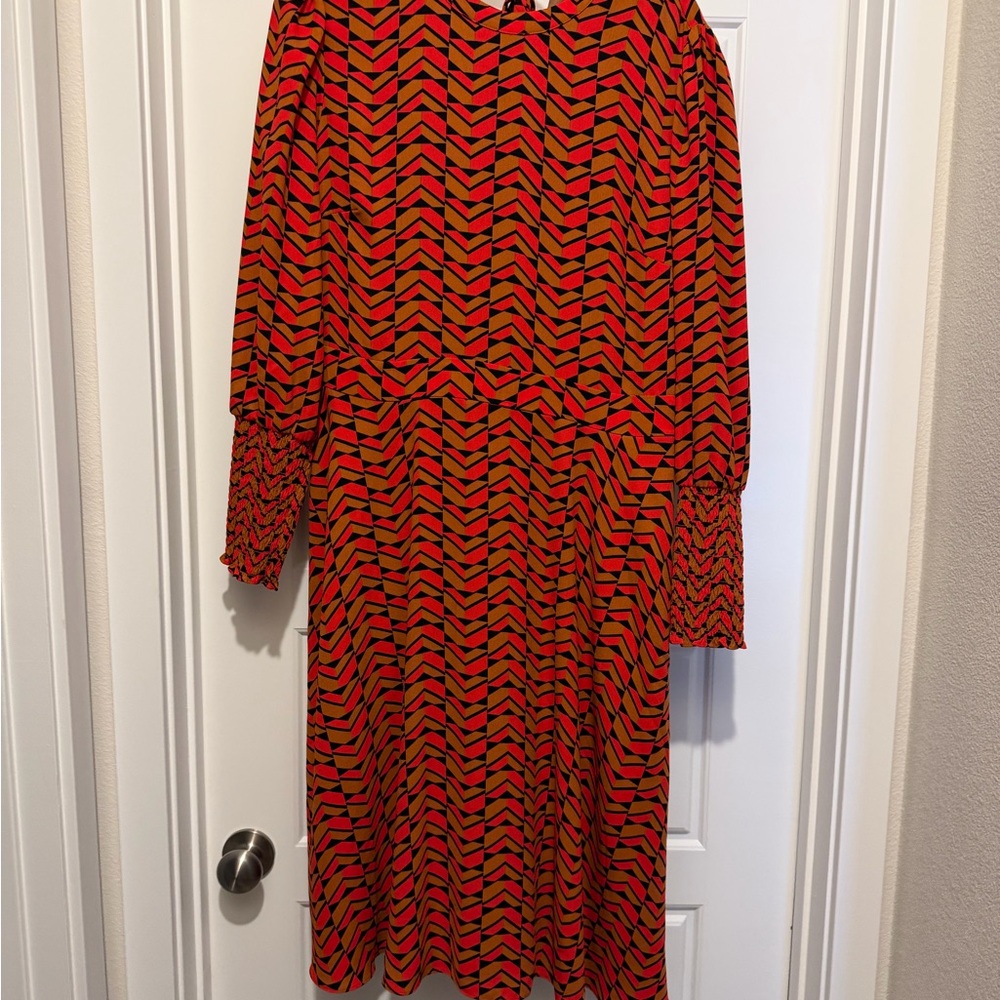 Halogen Rust and Black Geometric Dress